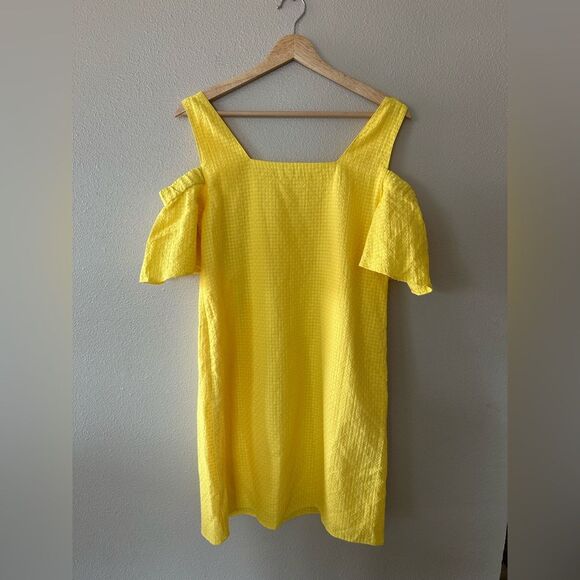 NWT J Crew Cold Shoulder Ruffle Yellow Mini Shift Dress Sundress Size S - Picture 8 of 8